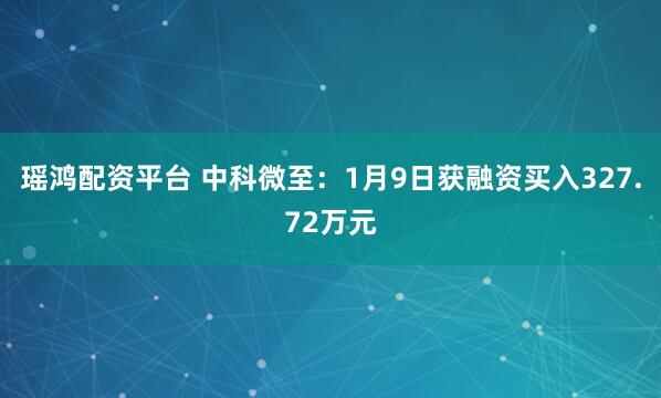 瑶鸿配资平台 中科微至：1月9日获融资买入327.72万元